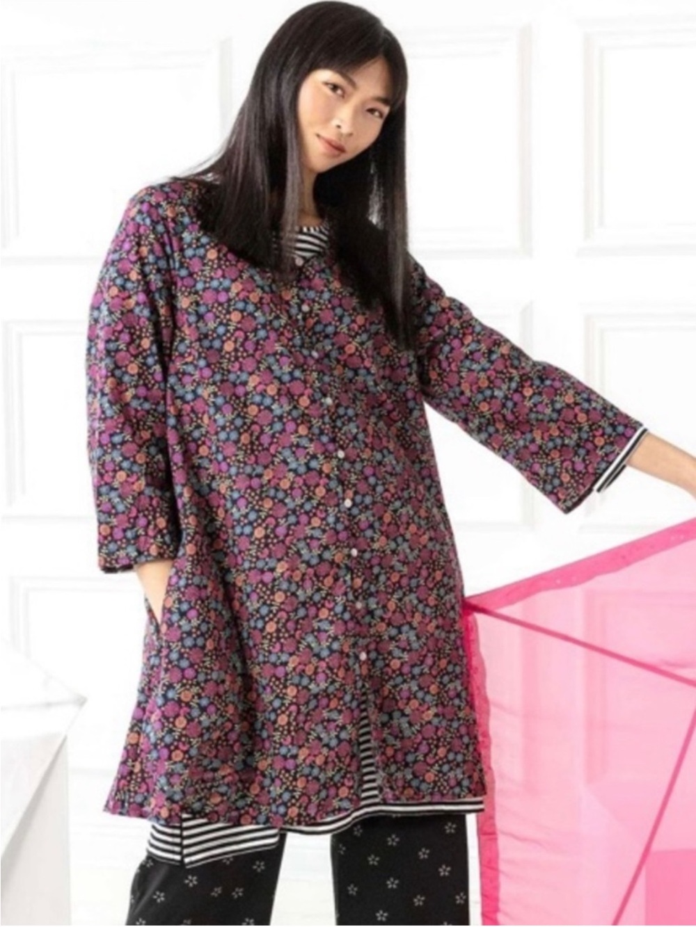 Gudrun Sjoden Ditsy Floral Tunic Top Organic Cotton Cottagecore Art To Wear Boho